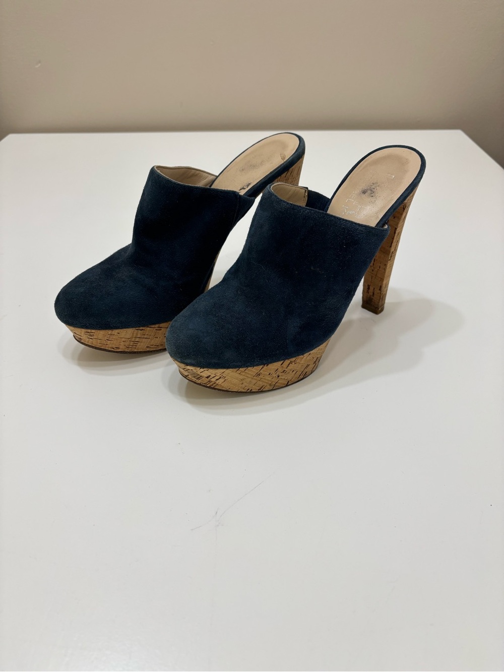 🖤 KORS Michael Kors Navy Suede Platform Clog Mules | Size 37